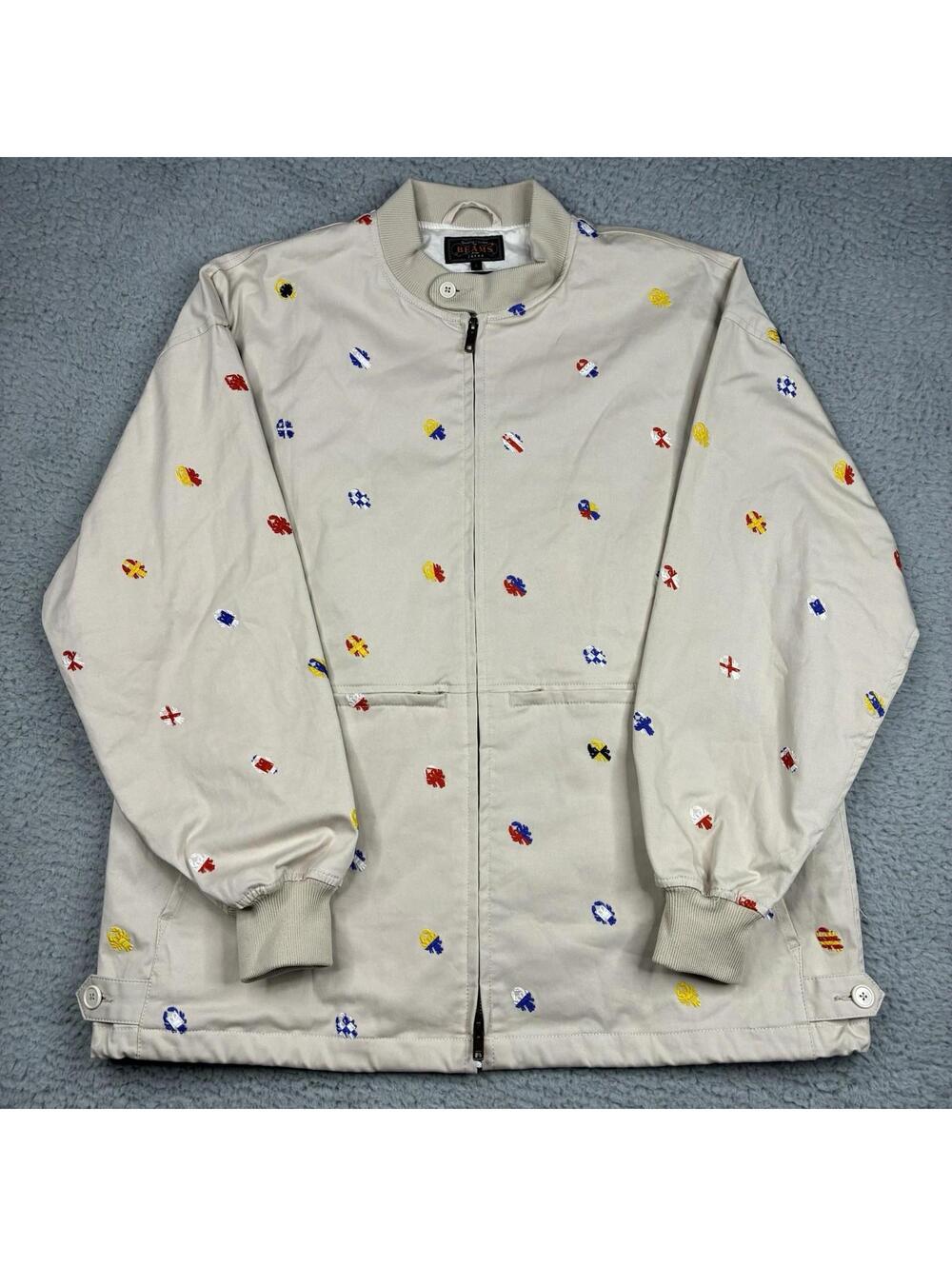 Beams Plus Nautical Embroidered Bomber Jacket Beige Japan Men’s Large